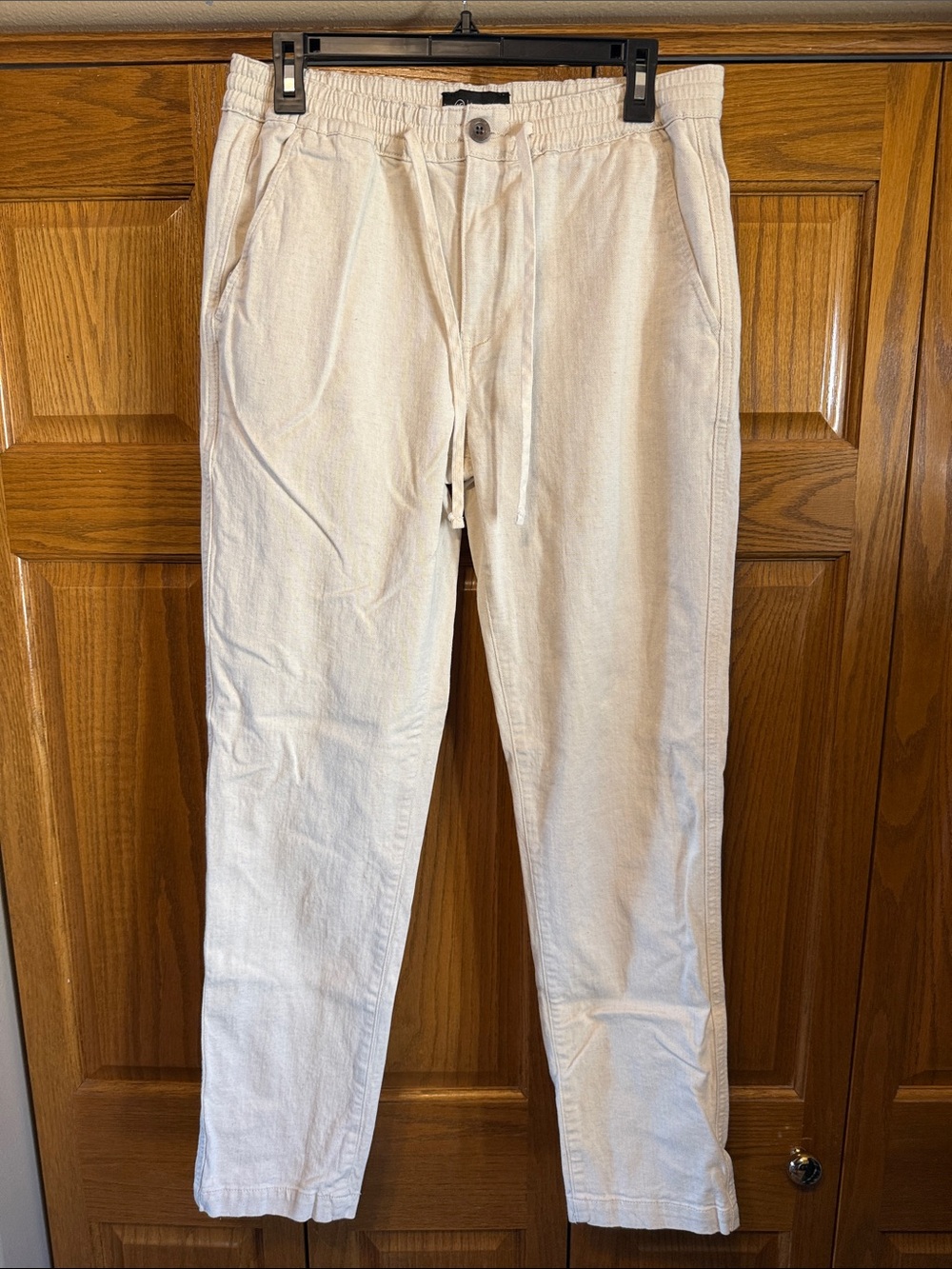 AG Men's Cream Drawstring Casual Pants-Small (Elastic) 30” Inseam